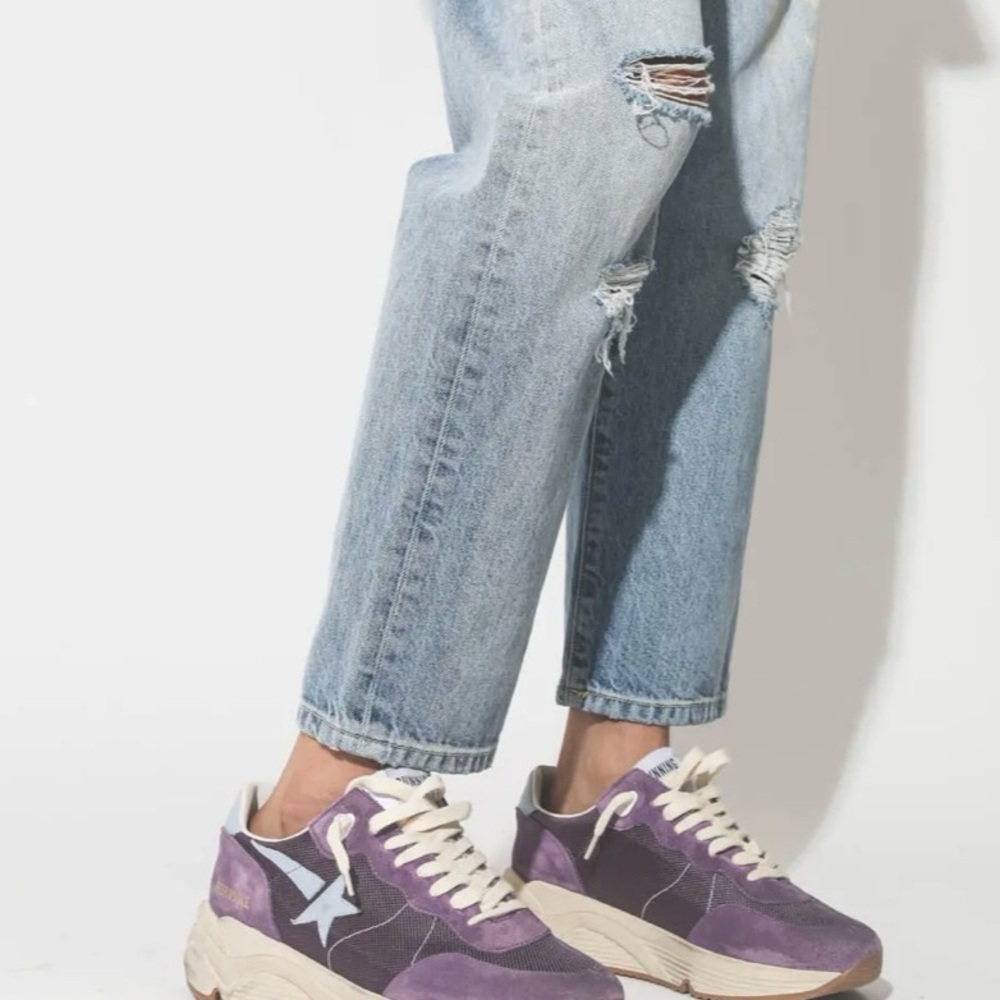 Golden Goose Running Sole Nylon Suede Upper Sneakers Lilac Sz 8/38